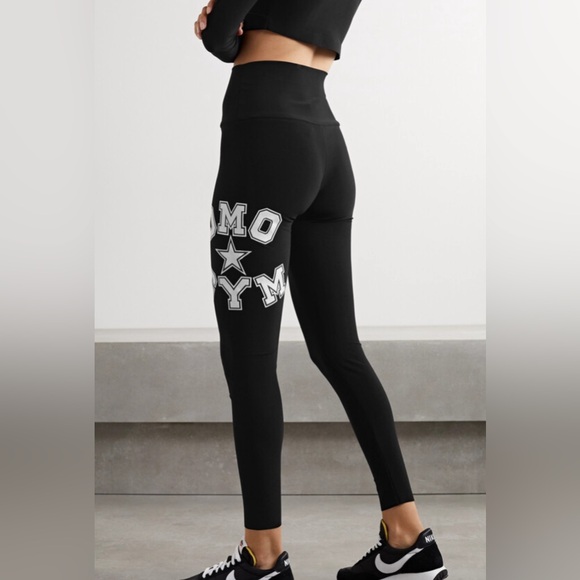 Norma Kamali Pants - Like-New Norma Kamali Omo Printed Stretch-jersey Leggings Black Size XS